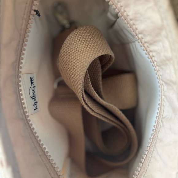 Kipling Tan Shoulder Bag with Monkey Keychain - Picture 9 of 11